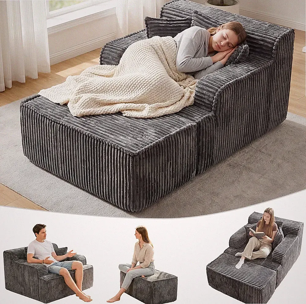 Chaise Lounge Chair Indoor,Boneless Chair with Ottoman,Comfy Reading Chair for A