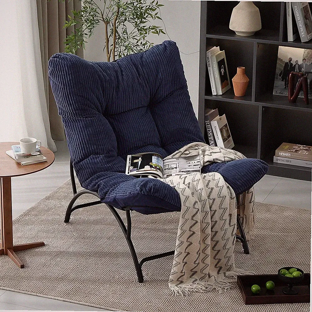 Comfy Navy Accent Lounge Chair with Thick Cushion for Living Room & Bedroom