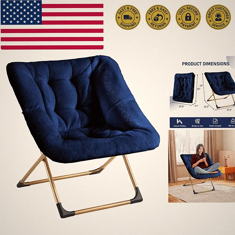 Comfy Oversized Saucer Chair, Soft Faux Fur Reading Lounge Chair for Adults,...