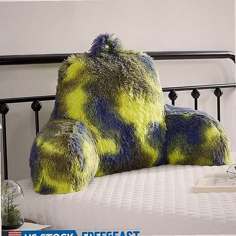 Fuzzy Reading Pillow Armrest Lounge Cushion Bed Support Kids Adults Comfort New
