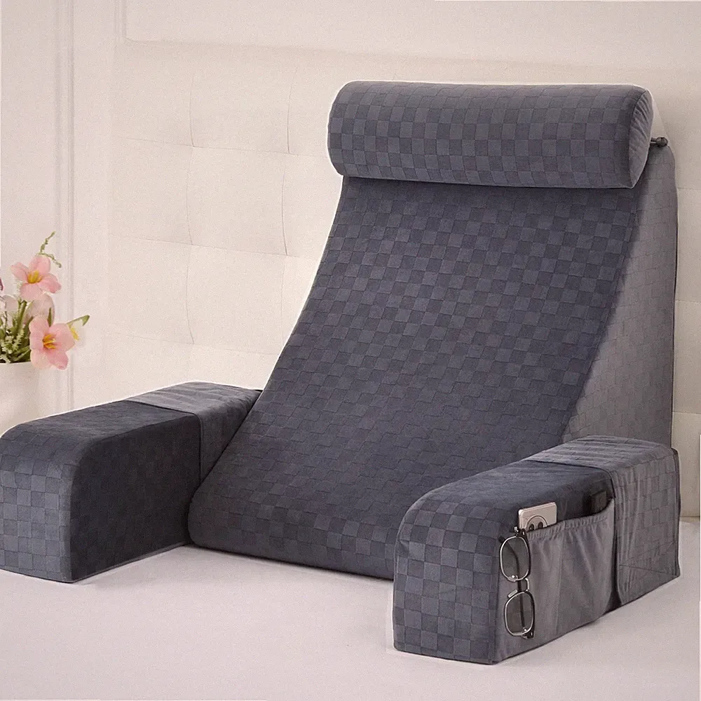 Large Reading Pillow with Adjustable Arms & Headrest for Comfort & Support