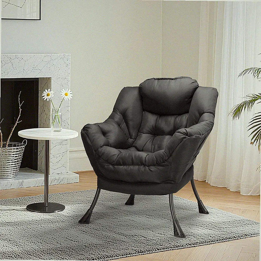 Lazy Chair Large Accent Chair, Modern Reading Chair with Side Pocket for Bedroom