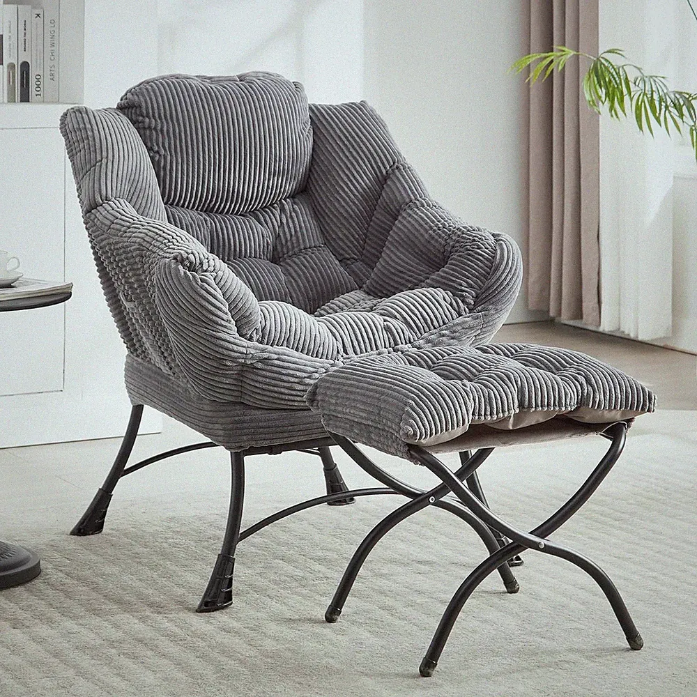 Lazy Chair with Ottoman, Comfy Lounge Chair for Reading, Relaxing, and Napping