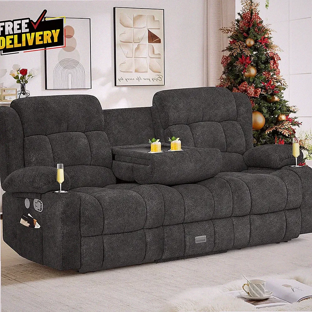 Loveseat Recliner Sofa 3 Seat with Storage Drawer USB Ports and Cup Holders