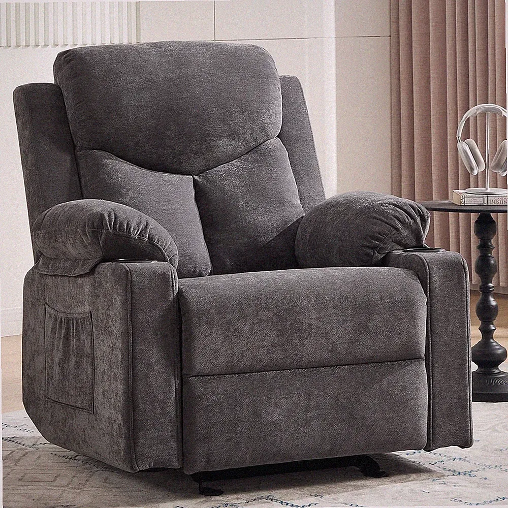 Manual Rocker Recliner Chair for Adults with Vibration Massage,Glider Rocking Re