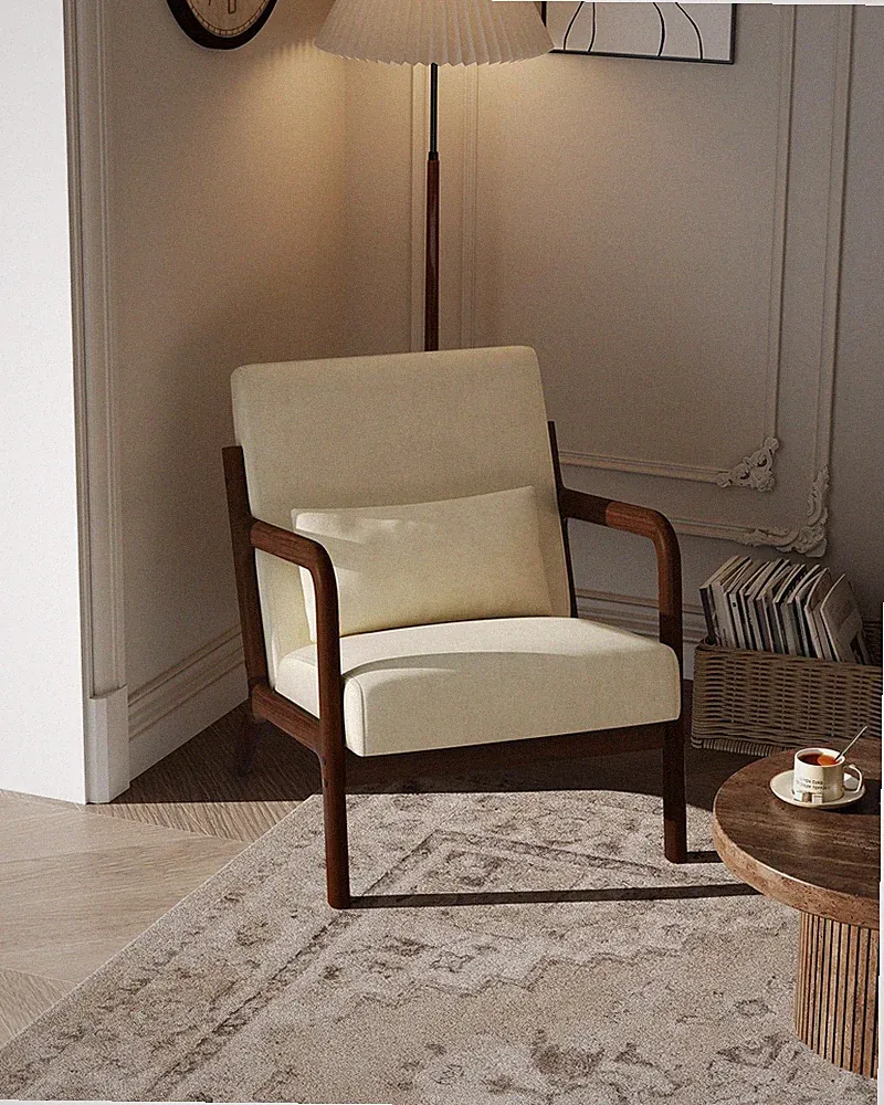 Modern Accent Chair, Cozy Reading Chair Lounge Chair ,Wood Frame for Living Room