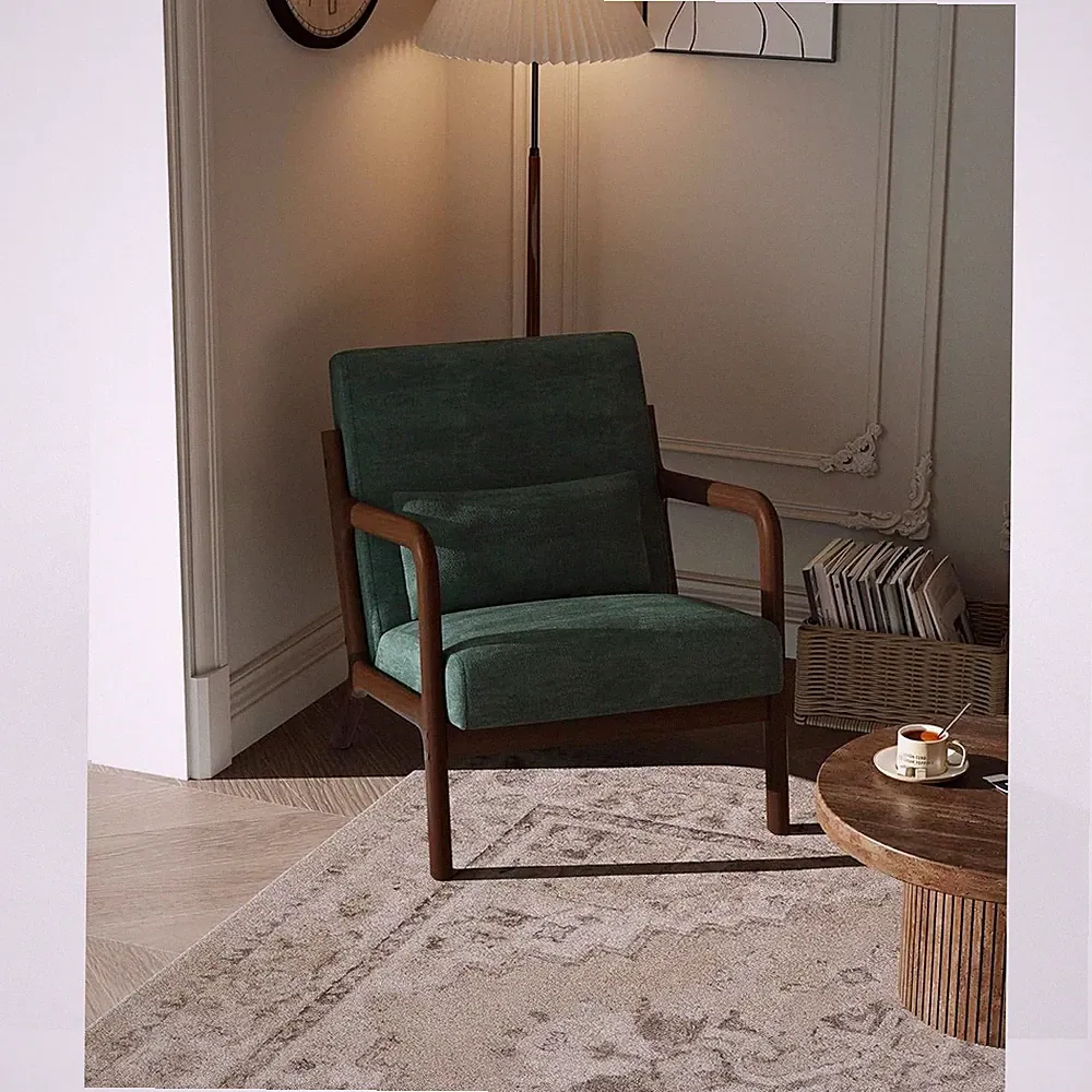 Modern Accent Chair Reading Chair Lounge Armchair for Office ,Sturdy Wood Frame