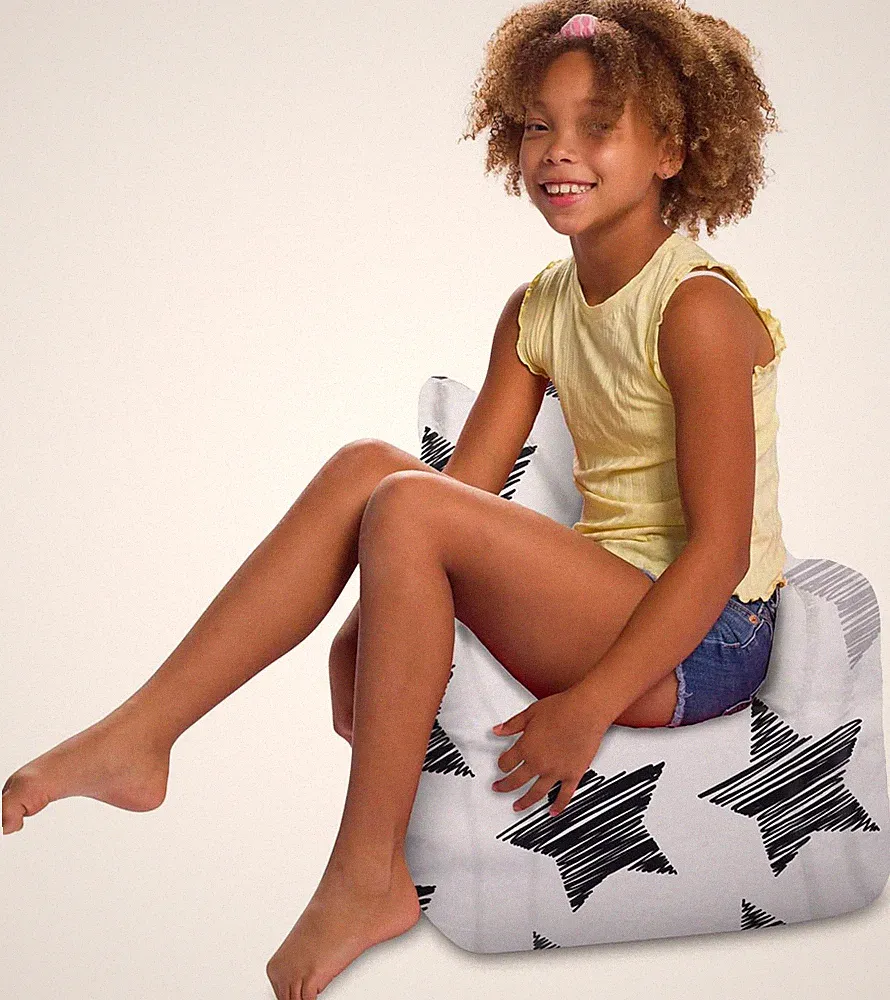 Pasadena Sketchy Stars Bean Bag Chair for Gaming, Reading, and Relaxing