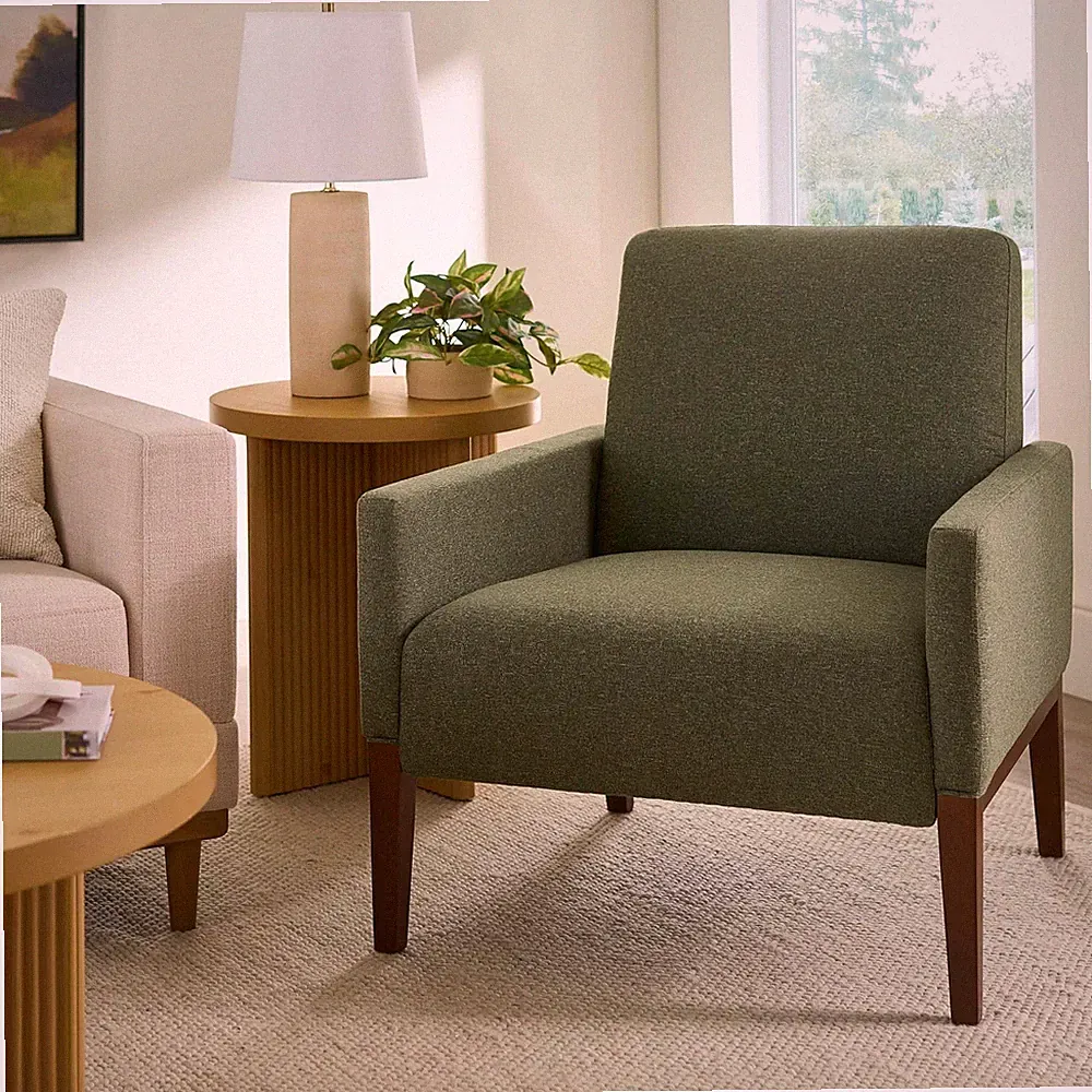 Reading Accent Chair Push Dacron high-density foam Chair for Living Room, Olive