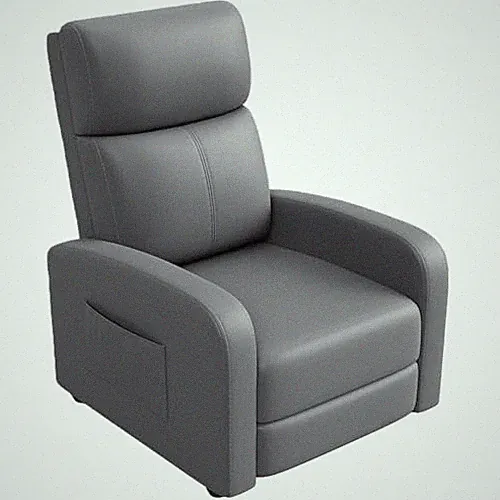 Recliner Chair for Adults, Leather Lazy Recliner Ergonomic 1 Pu Gray