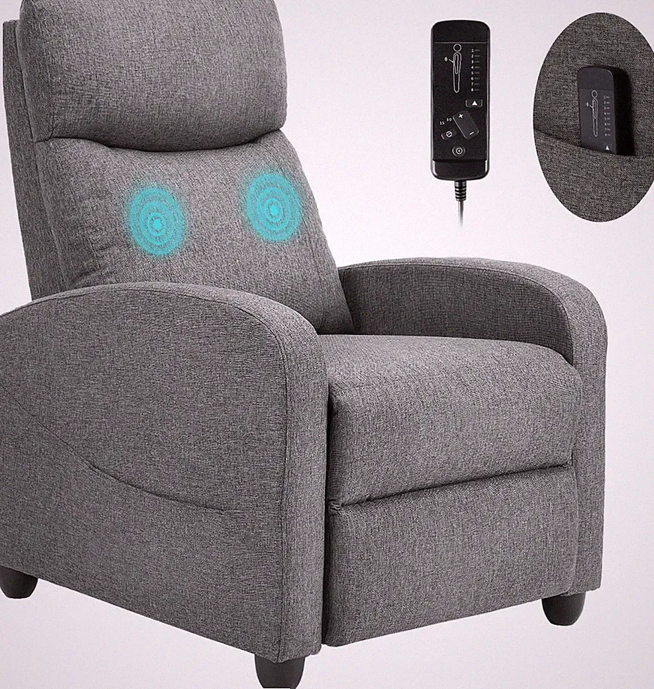 Recliner Chair for Adults, Massage Fabric Small Recliner Home Theater Seating wi