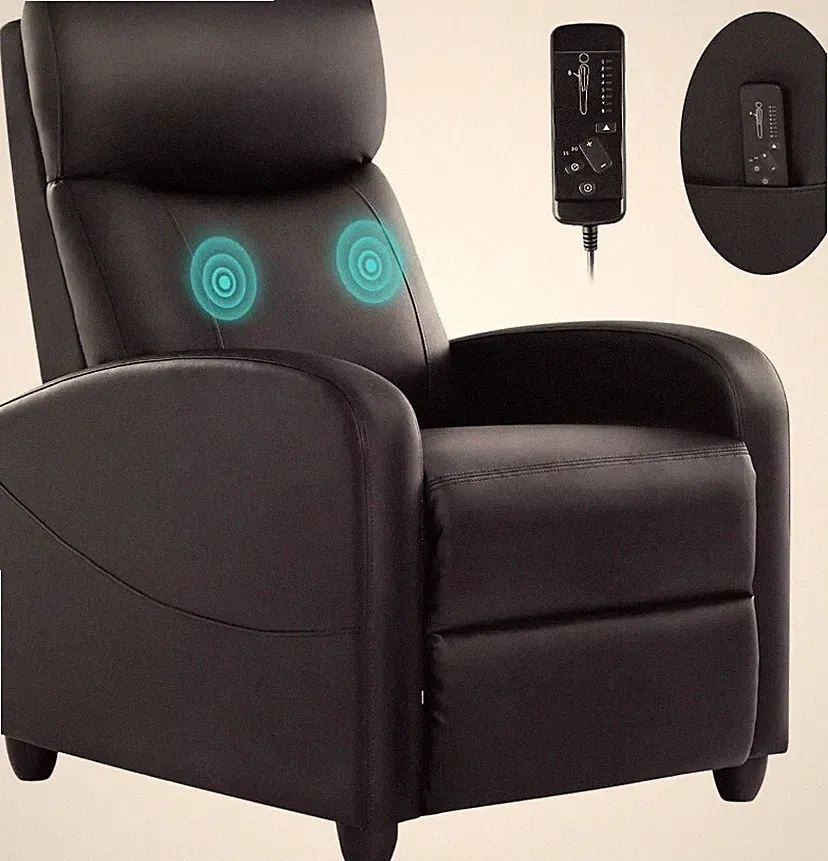 Recliner Chair,Massage PU Leather Theater Seating with Lumbar Support Adjustable