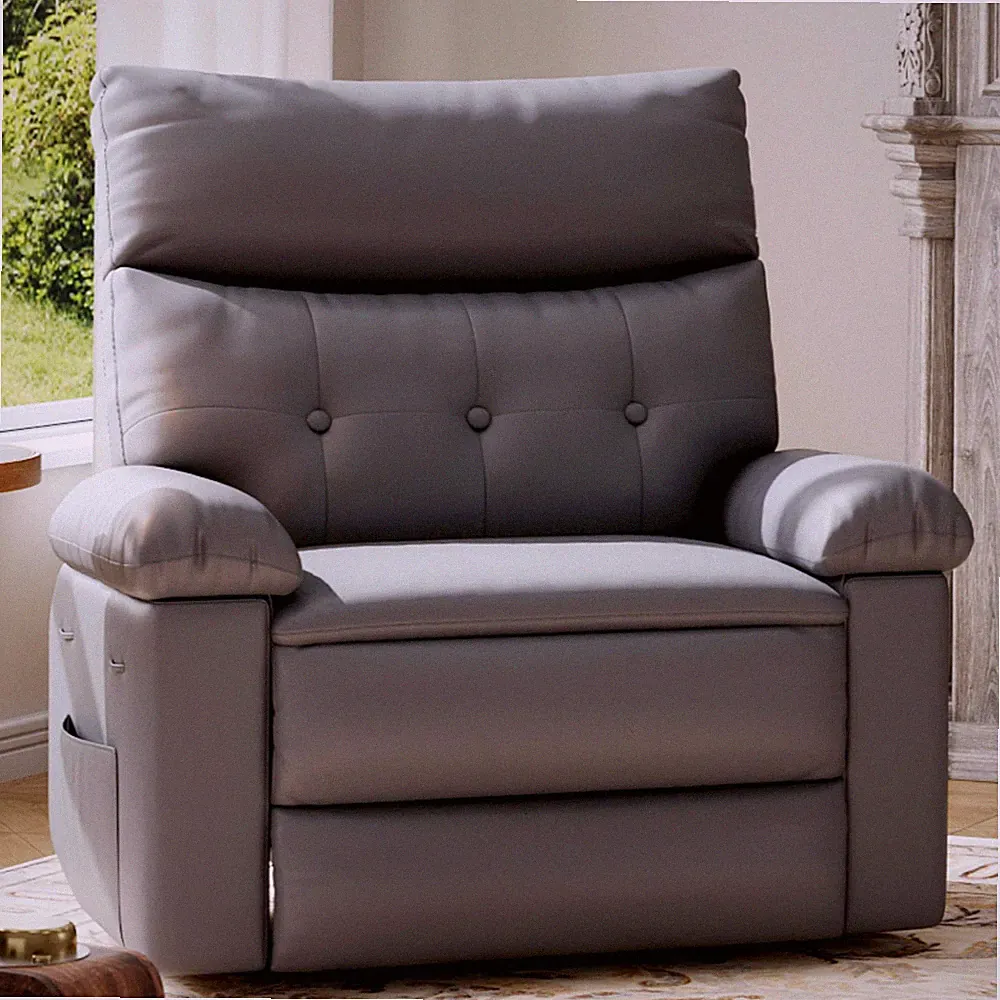 Recliner Chair - PU Leather Manual Recliner for Adults, Lazy Chair with 1.5X...