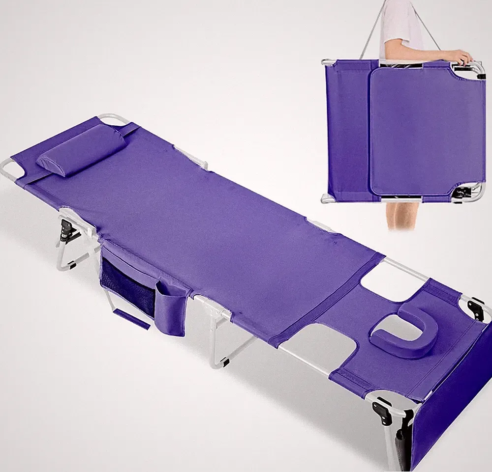 Tanning Chair with Face Hole, Adjustable Folding Chaise Loun Chairs for
